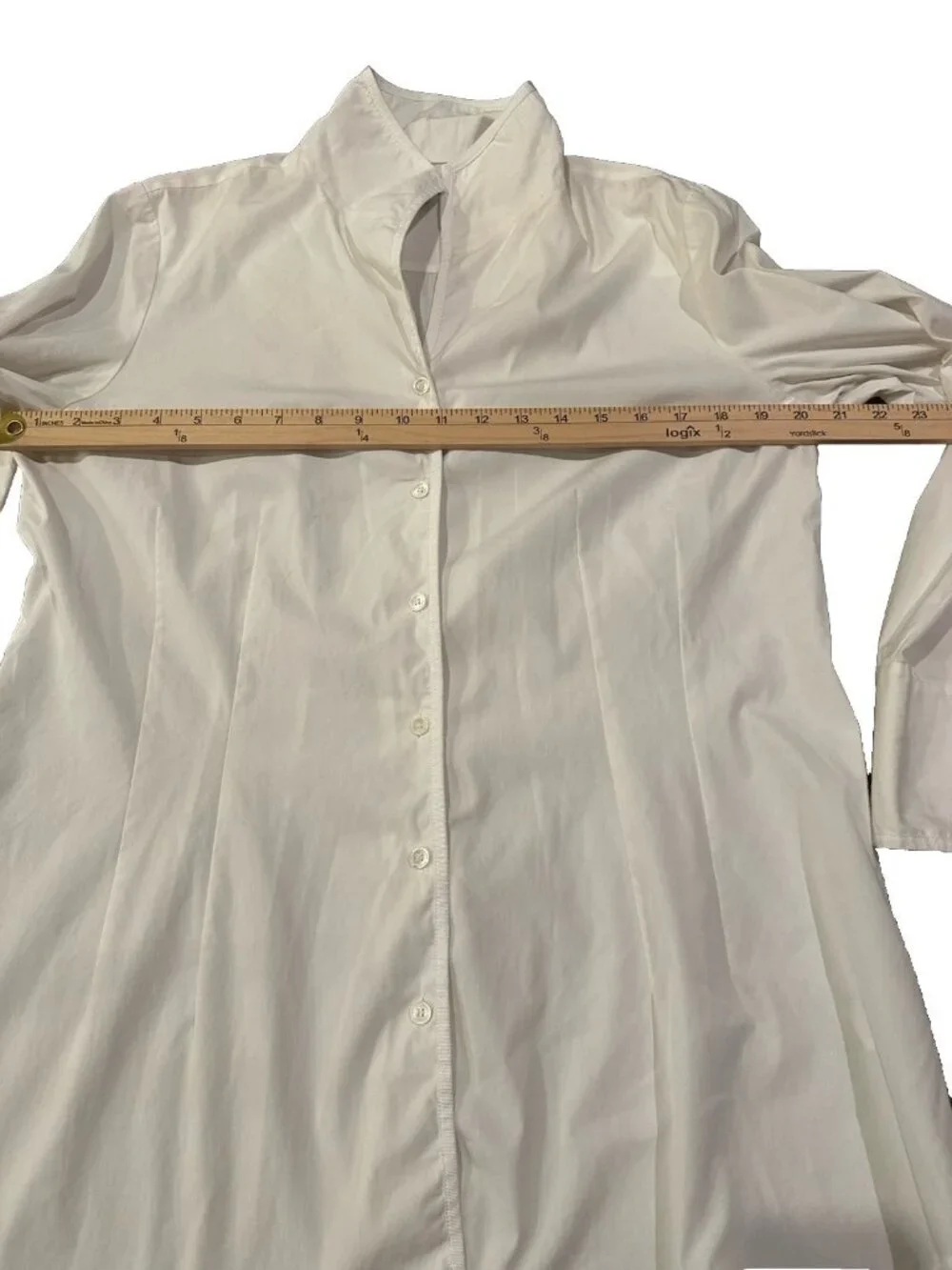 Lafayette 148 New York Button Up Shirt Womens L White Cotton Blend - Picture 5 of 7